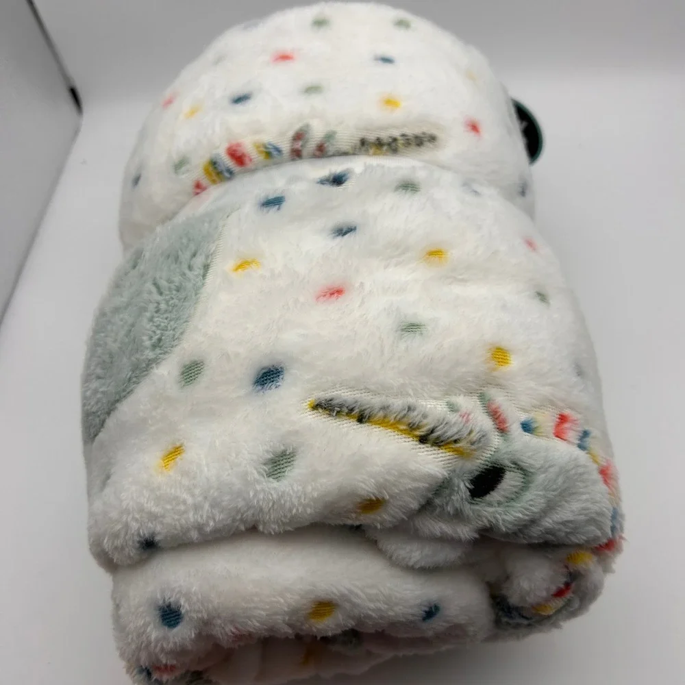 Glow in the Dark unicorn Plush Throw Blanket White Polka Dot Soft Fleece Kids